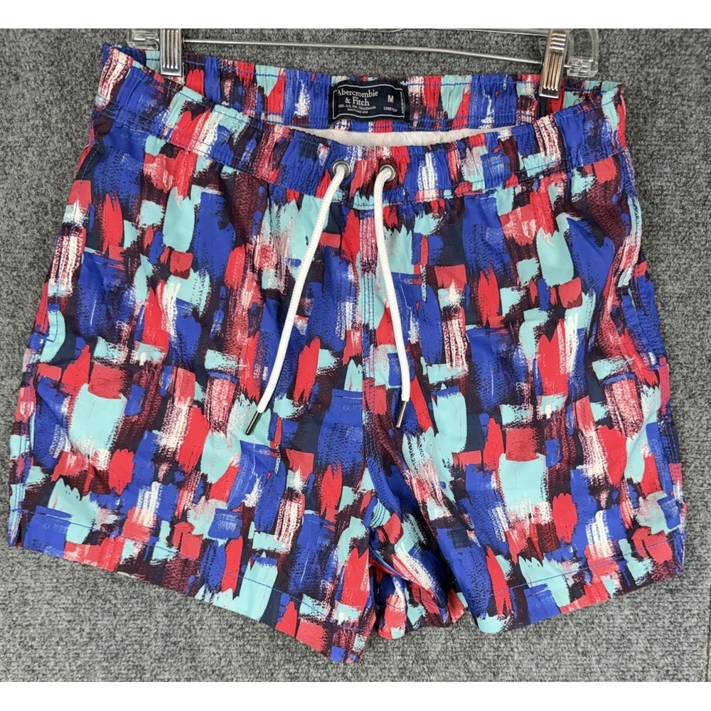 Abercrombie Fitch Abstract Swim Trunks Mens M 30x5 Lined Stretch Drawstring